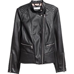 Black Faux Leather Jacket/Biker Jacket